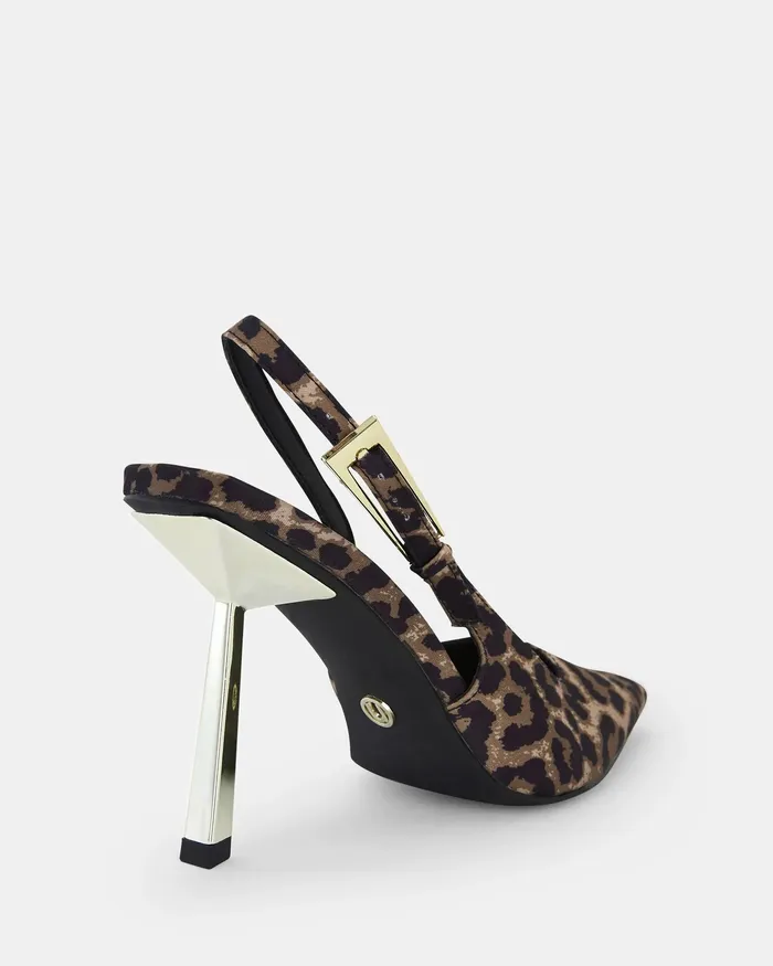 Women ZOOMING Leopard Closed Toe Heels Party NOVO Shoes