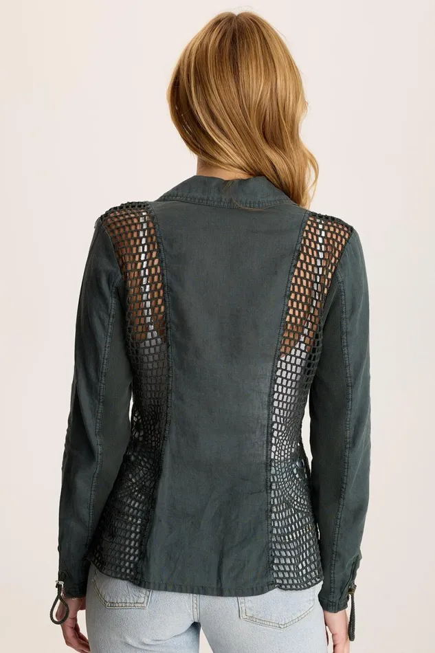 XCVI Contessa LinenCrochet 1Button Blazer Women Jackets