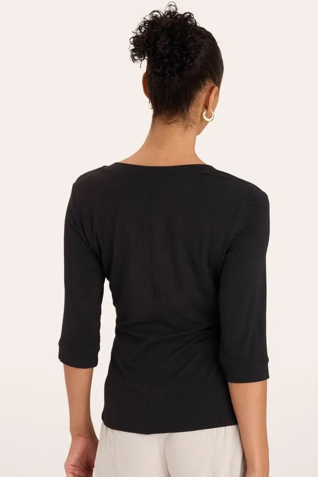 XCVI Principle 34Sleeve VNeck Soft Jersey Tee Women Tees