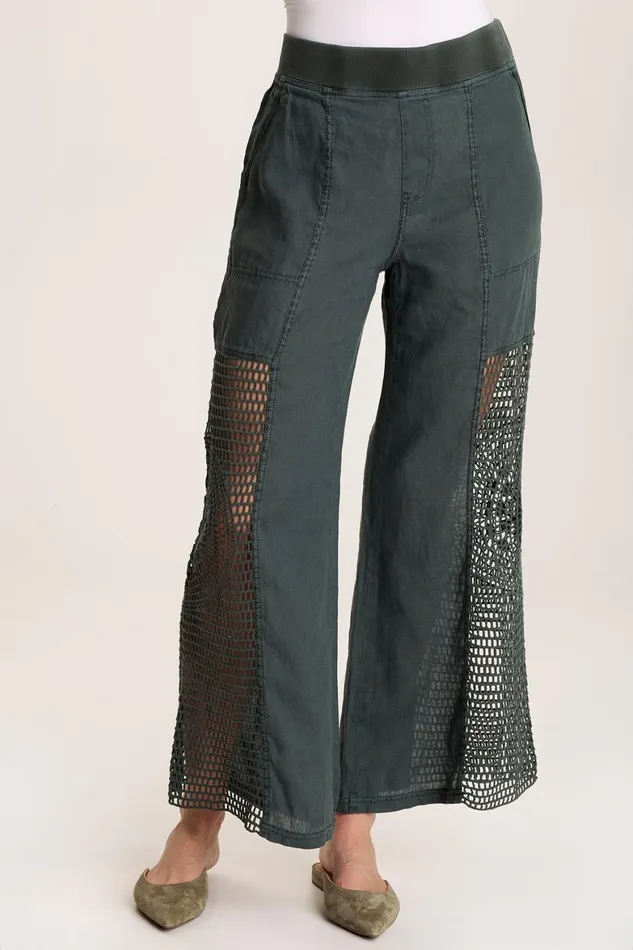 XCVI Tangent LinenCrochet Wide Leg Pant Women Pants