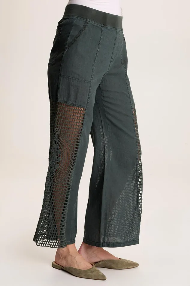 XCVI Tangent LinenCrochet Wide Leg Pant Women Pants