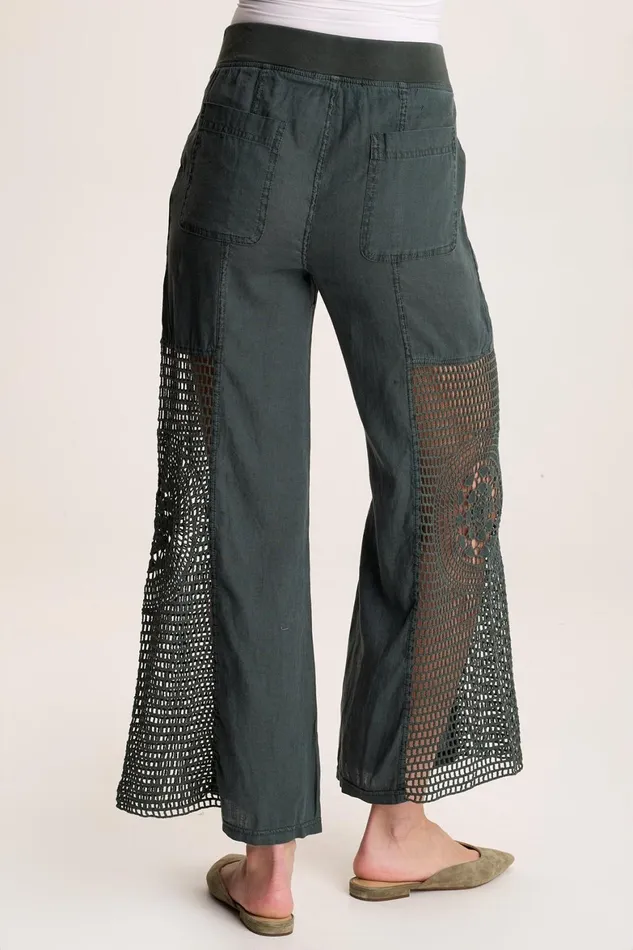 XCVI Tangent LinenCrochet Wide Leg Pant Women Pants